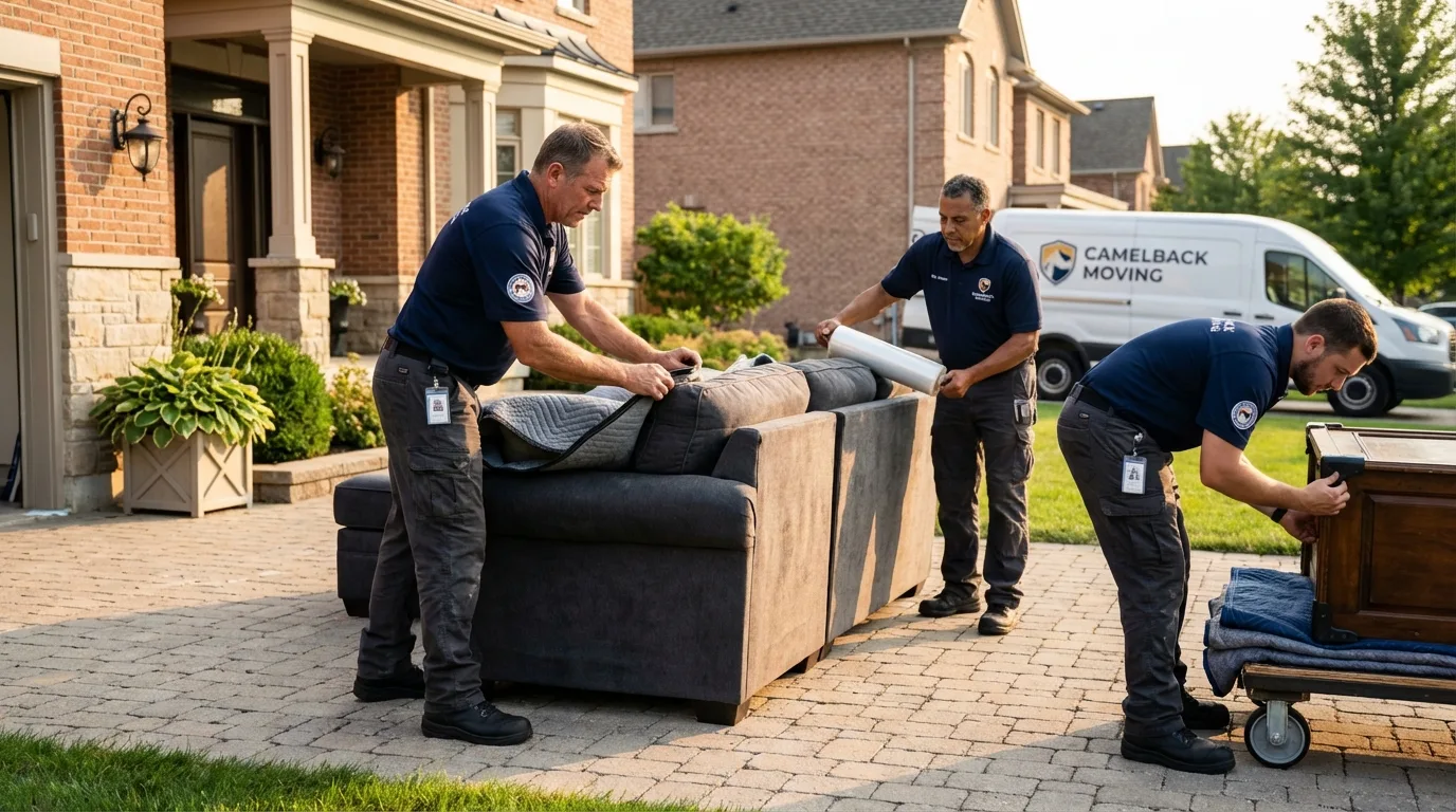 Large estate moving crew wrapping furniture in Holstein, IA
