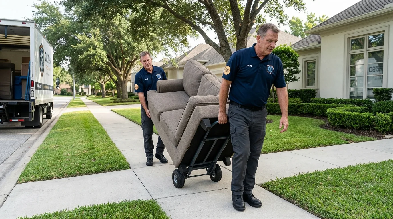 Local residential moving crew loading furniture in Holstein, IA